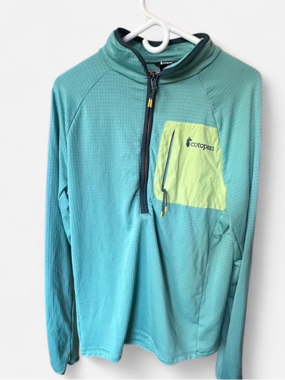 Cotopaxi Teal Performance Pullover with Lime Accent